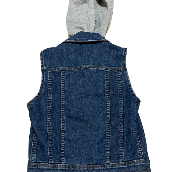 Chiqle Vintage Girls Retro Jean Vest With Hoodie - Picture 3 of 4